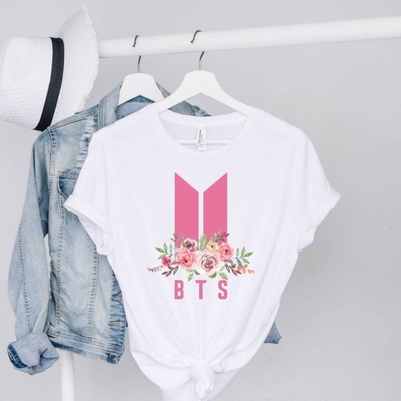 BTS Floral Logo Graphic Tee - Picture 1 of 3